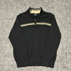 Dockers Black Half-Zip Sweater Beige Stripe Men’s Size Large